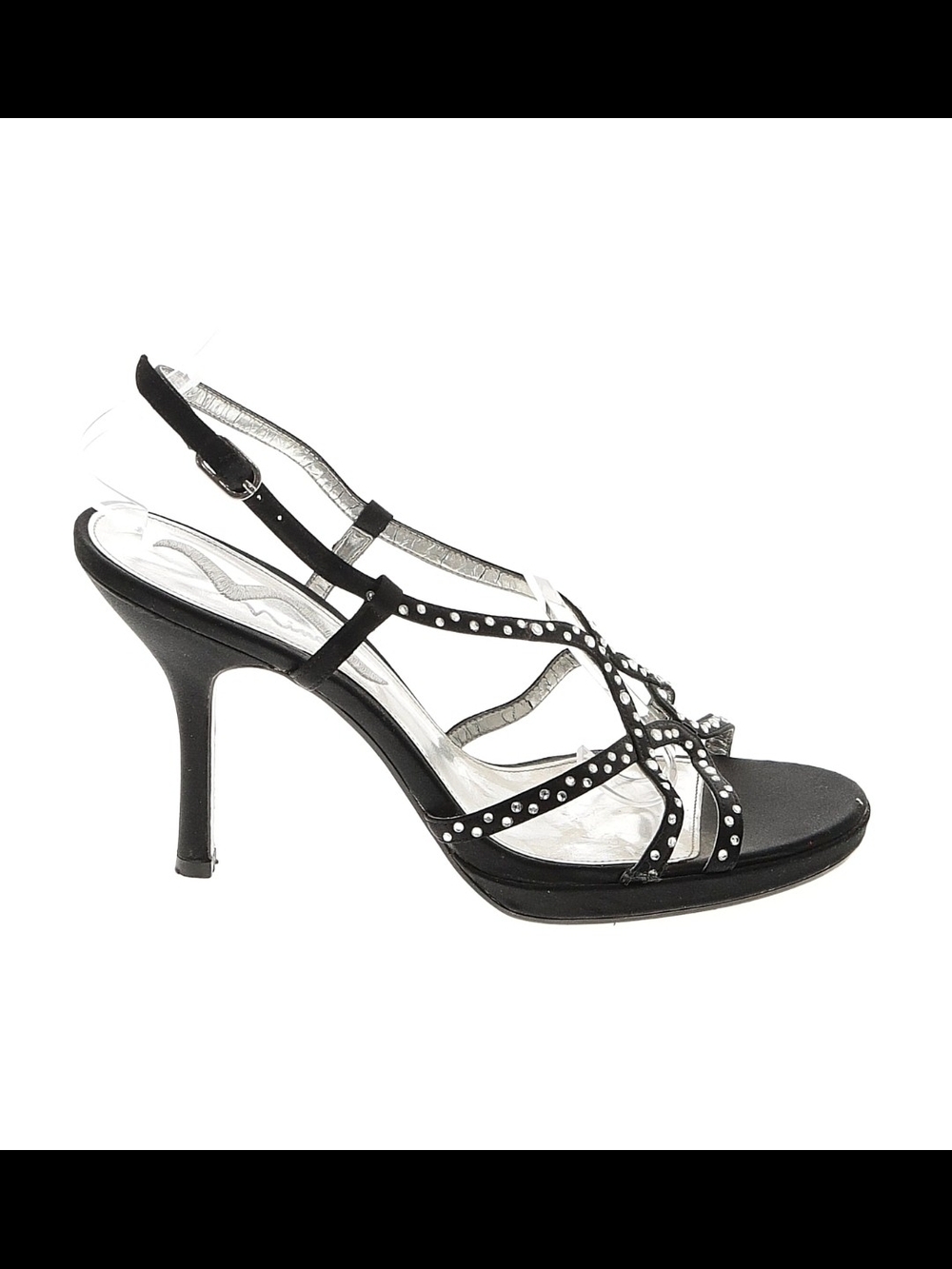 Nina Black Studded Strappy Slingback Heels